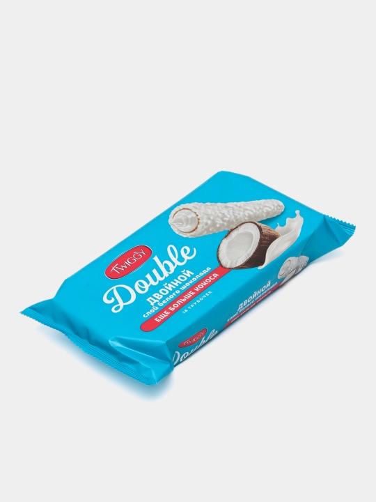 Вафельные трубочки с кокосом Twiggy Double в белом шоколаде РВК430, 185 г