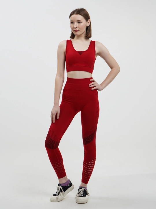 Ayollar uchun fitnes kostyumi, legginslari va top, 2 tasi 1 da