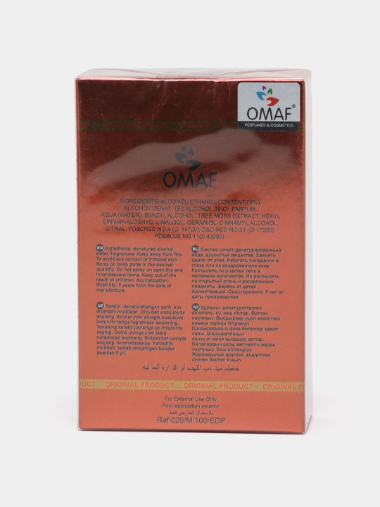 Parfyumlangan suv erkaklar uchun Omaf Medium 020, 100 ml