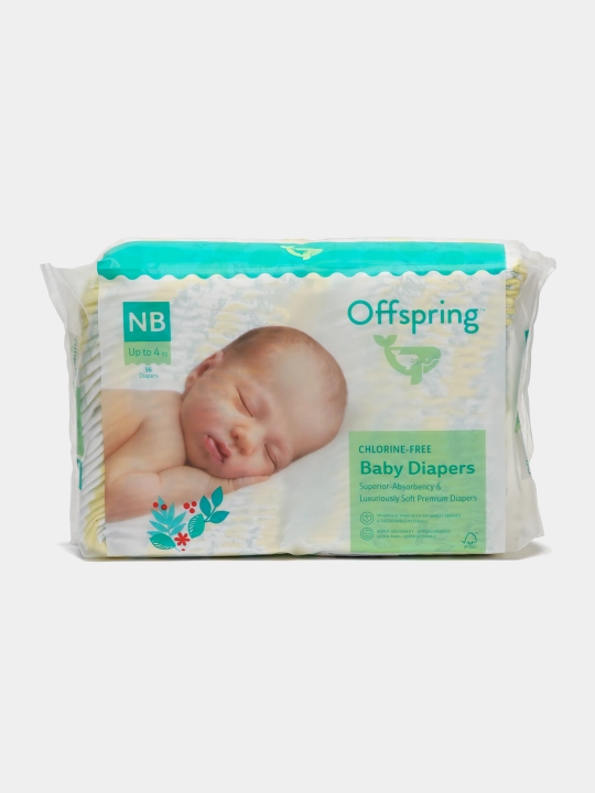 Подгузники Offspring, NB 2-4 кг, 56 шт, расцветка лимоны