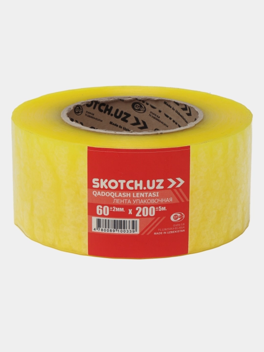 Лента упаковочная "Skotch.uz", полимерная, с липким слоем, 6 см * 200 м - 
