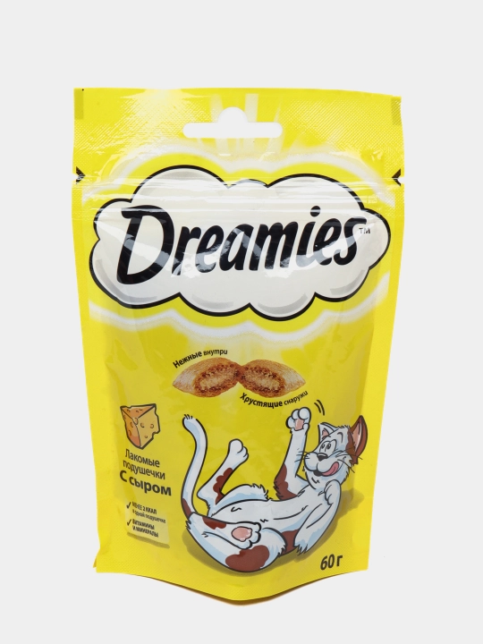 Лакомство для кошек Dreamies, подушечки с сыром, 60 г, 5 штук - 