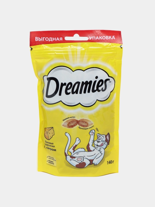 Лакомство для кошек Dreamies подушечки с сыром, 140 г, 5 штук - 