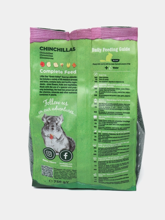 Shinshillalar uchun ozuqa Little One Green Valley, 750 g