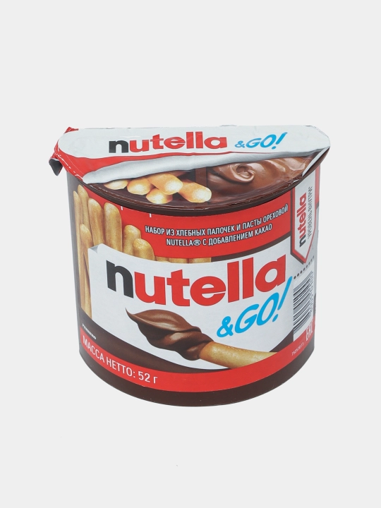 Shokoladli yorma kakaoli Nutella & Go yong'oqli non tayoqchalari bilan, 52 g - 