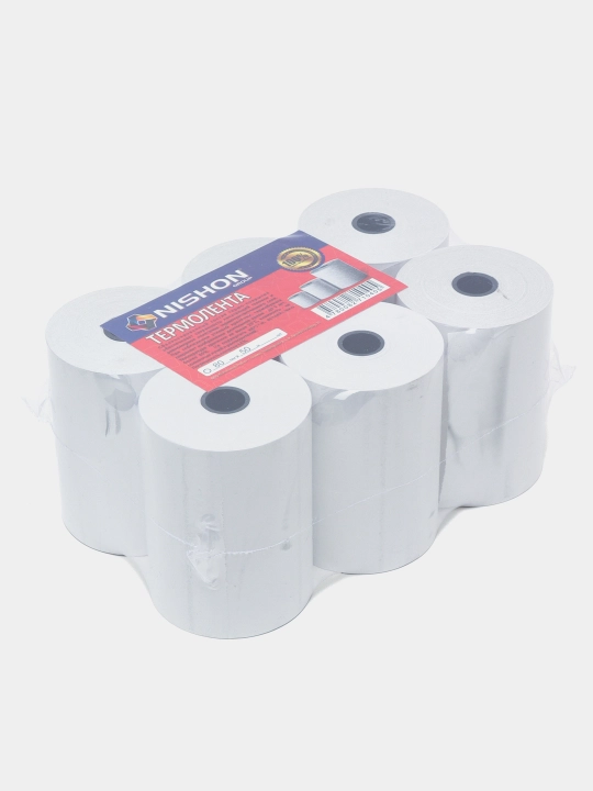 Chek qog'ozi, 80 mm x 50 m, 6 dona. termal qog'oz, chek printer uchun qog'oz