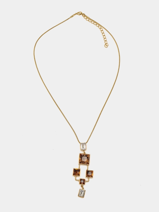 Pyramid marjonlari, Gold rang, zanjirda, Swarovski kristallari bilan