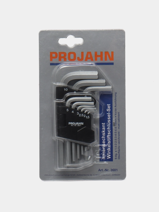 Ushlagichdagi olti burchakli kalitlar to'plami Projahn 1.5-10 mm, 9 dona