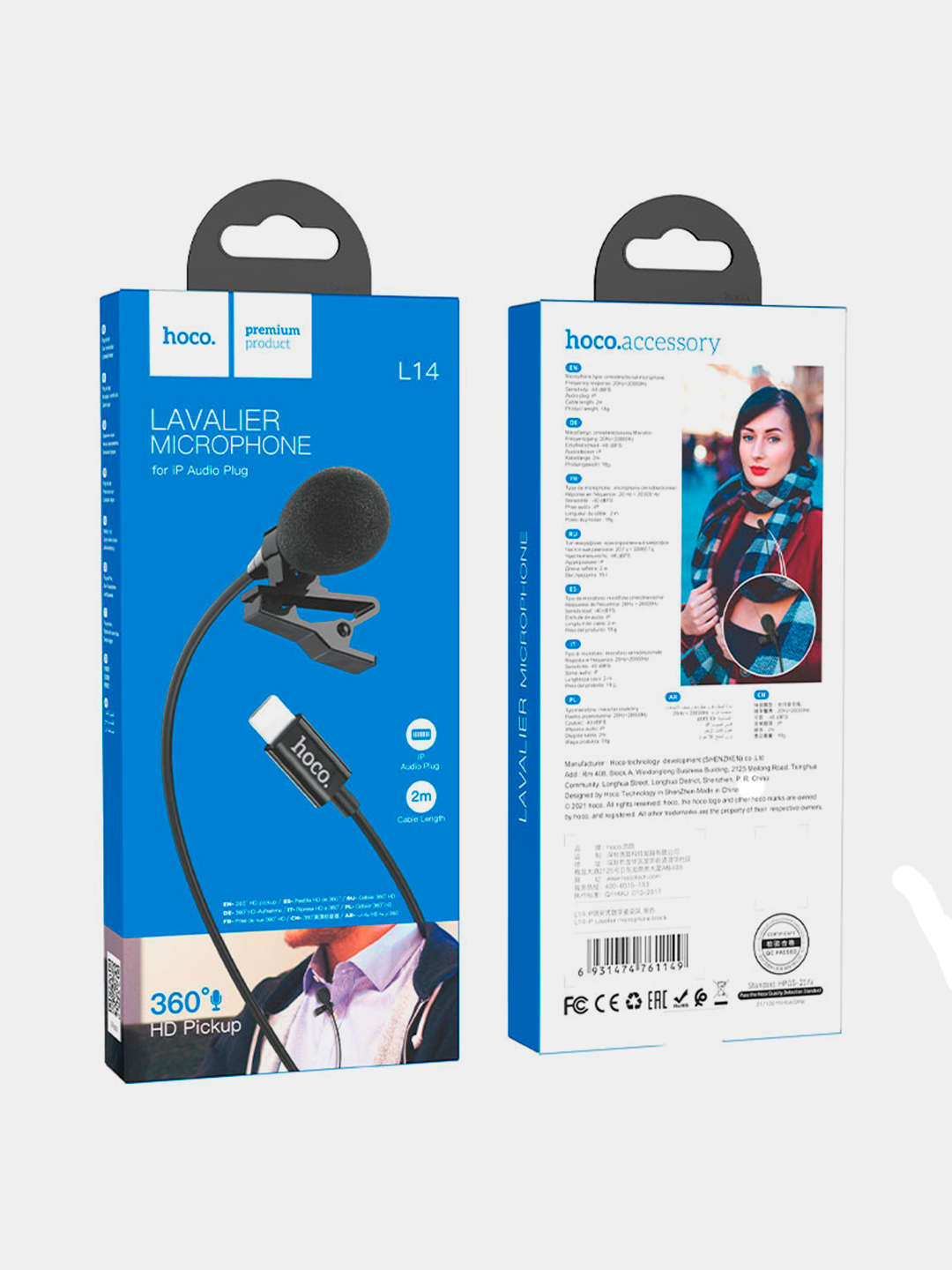 Simli mikrofon Hoco L14 Apple Lightning, ulagich uchun 