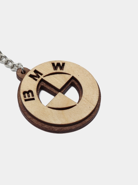 Kalitlar uchun yog'ochli brelok BMW, diameter 42 mm