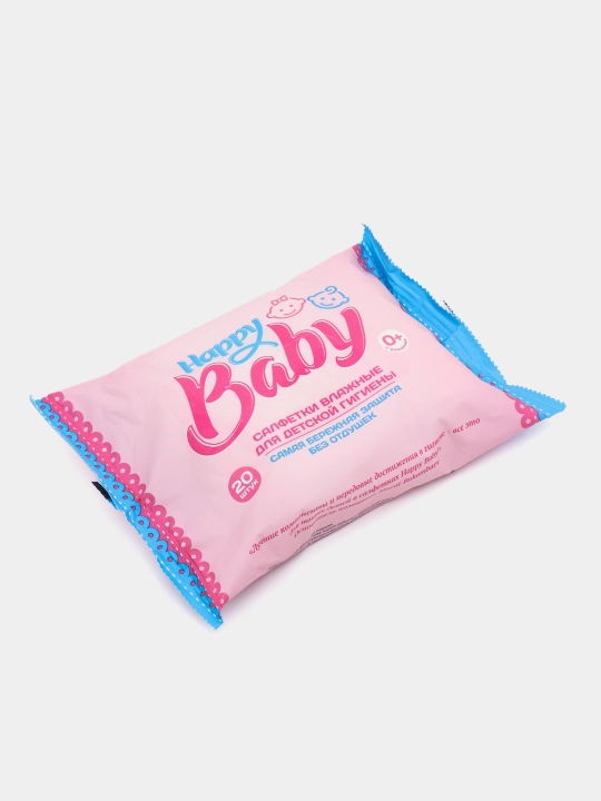 Nam salfetkalar Happy Baby bolalar uchun, Iforsiz, 20 dona
