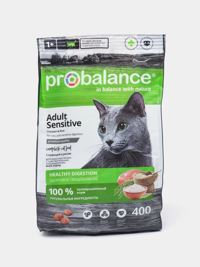 Корм "ProBalance Sensitive" для взрослых кошек с чувствительным пищеварением , 400 гр — КОРМА-P01BDF3
