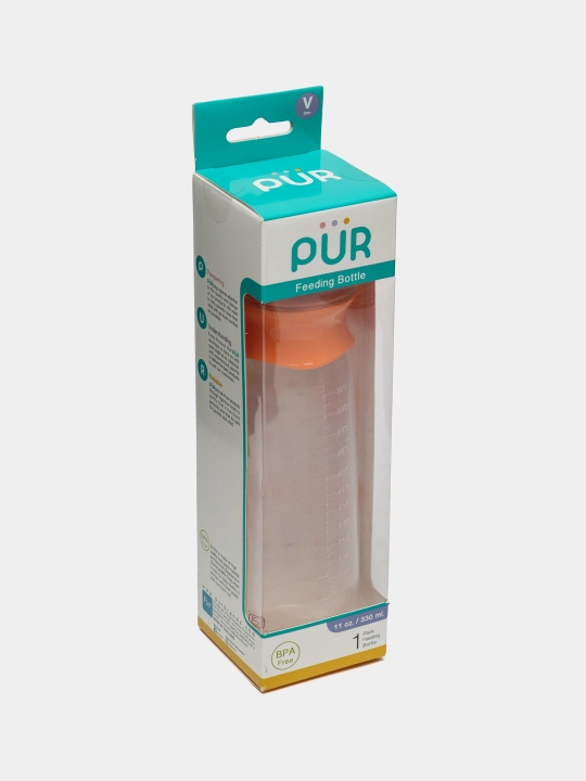 Oziqlantirish butilka Pur 1103Pur Vari Flow, silikon so'rg'ich bilan, 11 untsiya, 330 ml