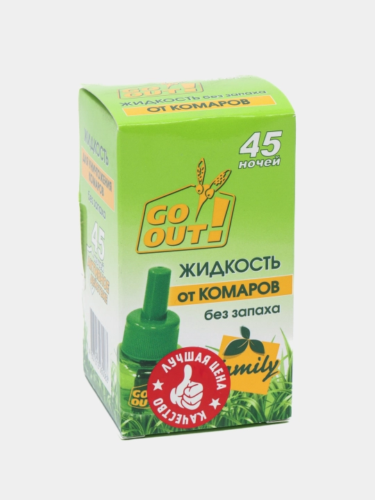 Жидкость от комаров для электрофумигатора Go Out, без запаха, 45 ночей, 30 мл