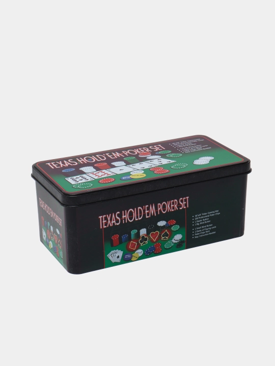 Poker uchun to'plami Texas Hold'em Poker Set, nominal qiymati bo'lgan 200 ta fishka