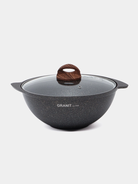 Казан для плова Kukmara, со стеклянной и не стеклянной крышкой, Granit Ultra 