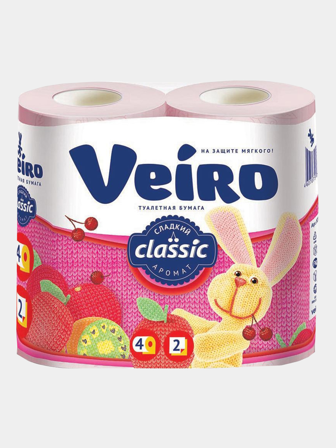 Tуалетная бумага Veiro Classic, розовая, 4 рулона - 