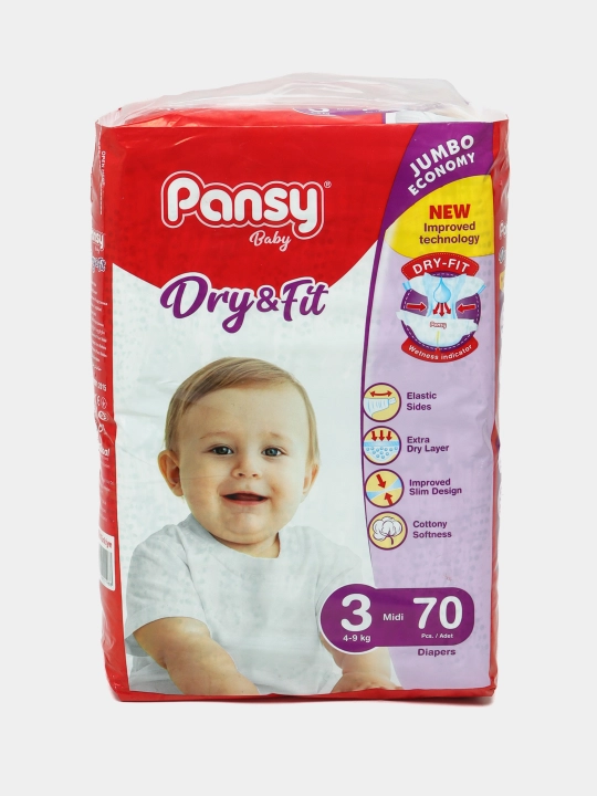 Подгузники Pansy Jumbo Midi 3, 4-9 кг, 70 шт - 