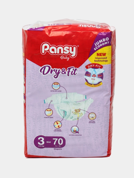 Tagliklar Pansy Jumbo Midi 3, 4-9 kg, 70 dona