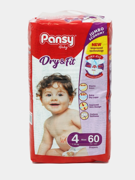Подгузники Pansy, Jumbo №4, 7-18 кг, 60 шт - 
