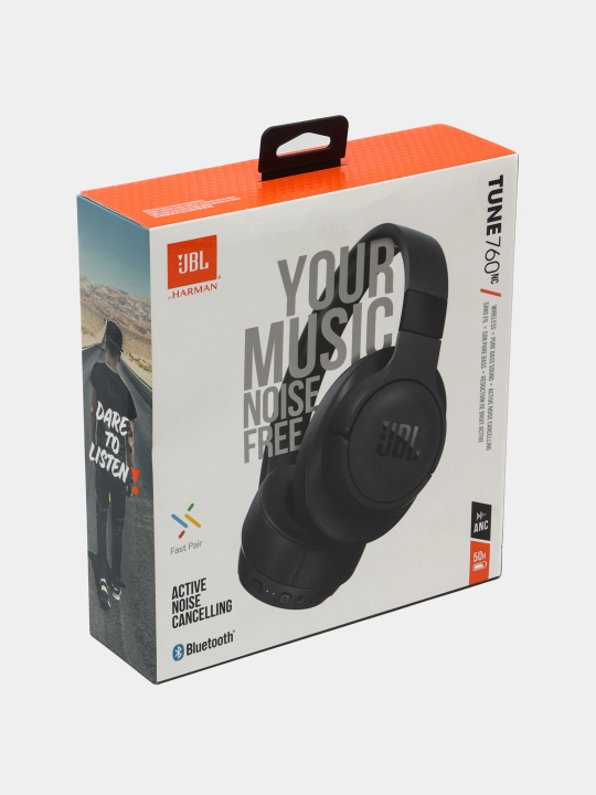 Simsiz quloqchinlar JBL Tune 760NC, shovqinni bekor qilish, qora