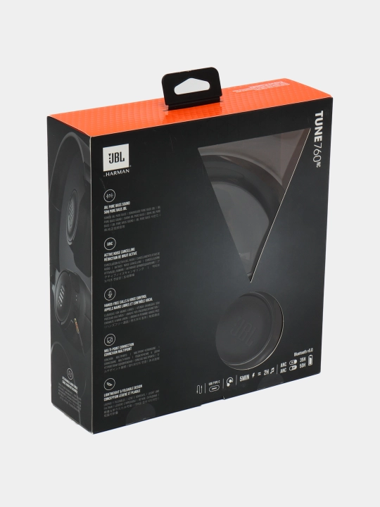 Simsiz quloqchinlar JBL Tune 760NC, shovqinni bekor qilish, qora
