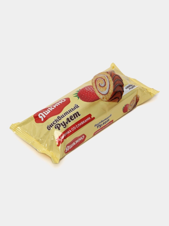 Biskvitli rulet Yashkino, qaymoq bilan qulupnay, 200 gr