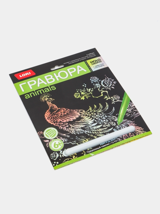 Rangli asos bilan o'yma gravyura, Chiroyli tovus, Gr-431 q0000010535