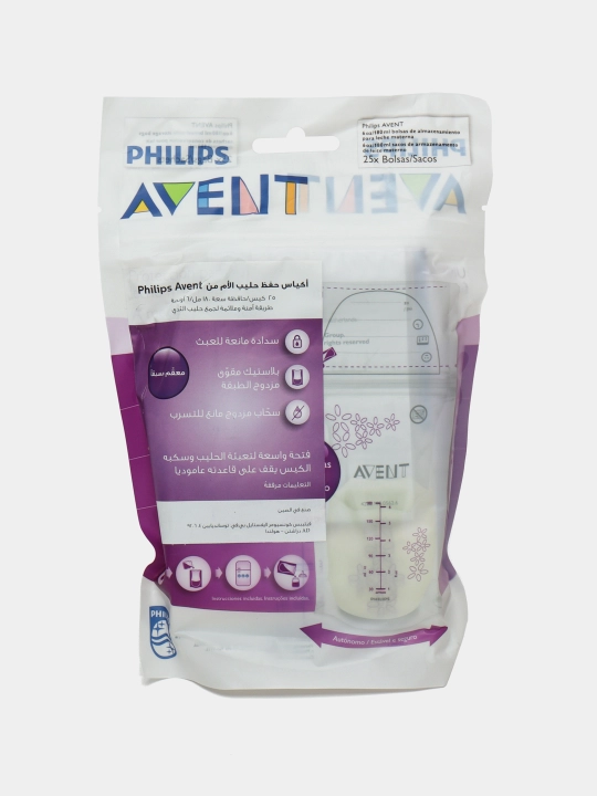 Ona sutini saqlash uchun paketlar Philips Avent, 25 dona