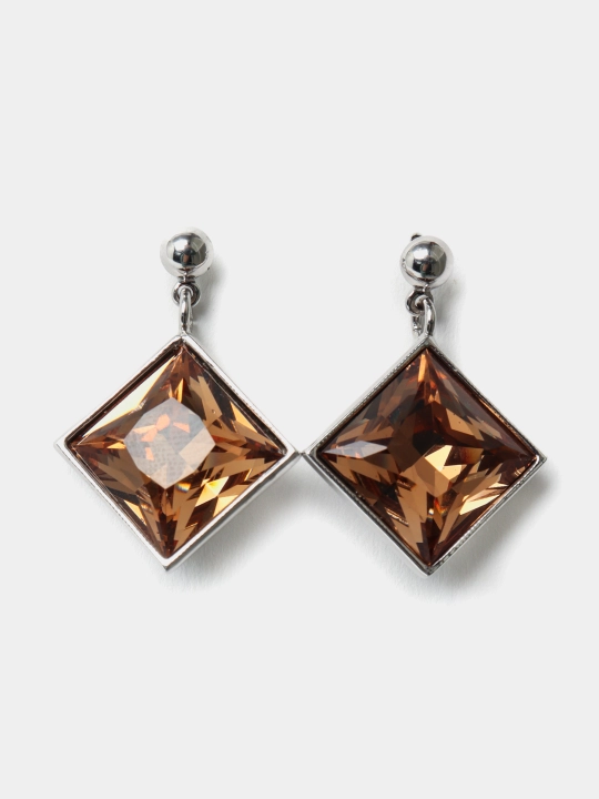 Ayollar ziraklari Beata, kristallari bilan, rang Rhodium - 