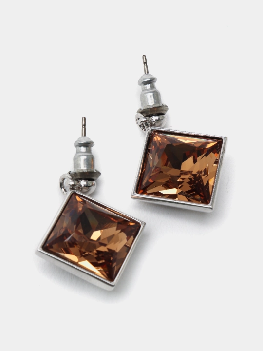 Ayollar ziraklari Beata, kristallari bilan, rang Rhodium
