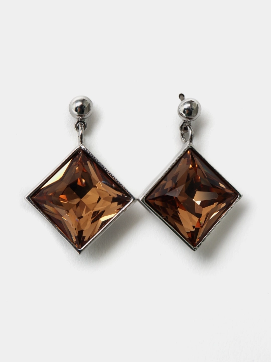 Ayollar ziraklari Beata, kristallari bilan, rang Rhodium