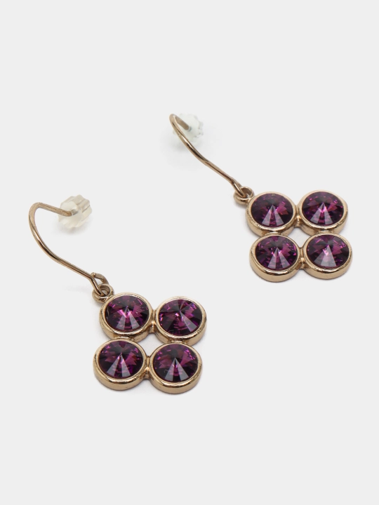Серьги Mini Rivoli 4', цвет Staro/zlato с кристаллами 