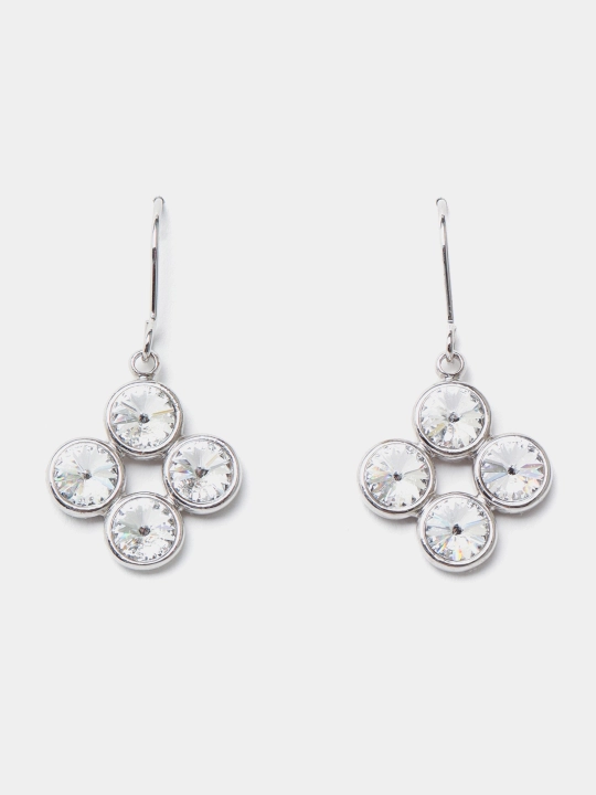 Серьги Mini Rivoli 4' цвет Rhodium с кристаллами  - 