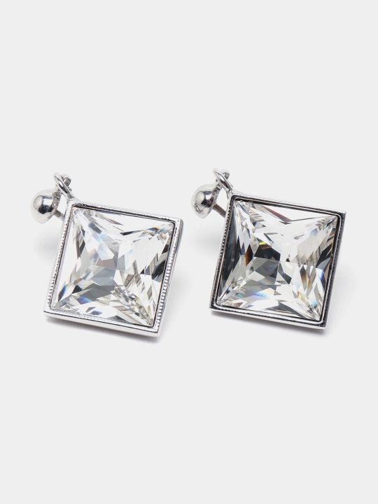 Ayollar ziraklari Beata, kristallari bilan, rang Rhodium - 