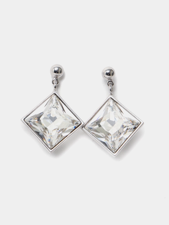 Ayollar ziraklari Beata, kristallari bilan, rang Rhodium