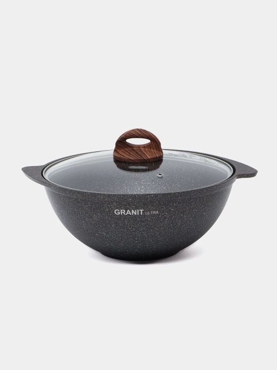 Казан для плова Kukmara Granit Ultra, со стеклянной и не стеклянной крышкой 