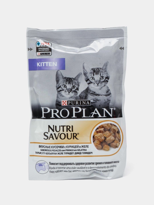 Nam ovqat Pro Plan mushukchalar uchun, jeledagi tovuq bo'laklari, 85 g, 24 шт - 