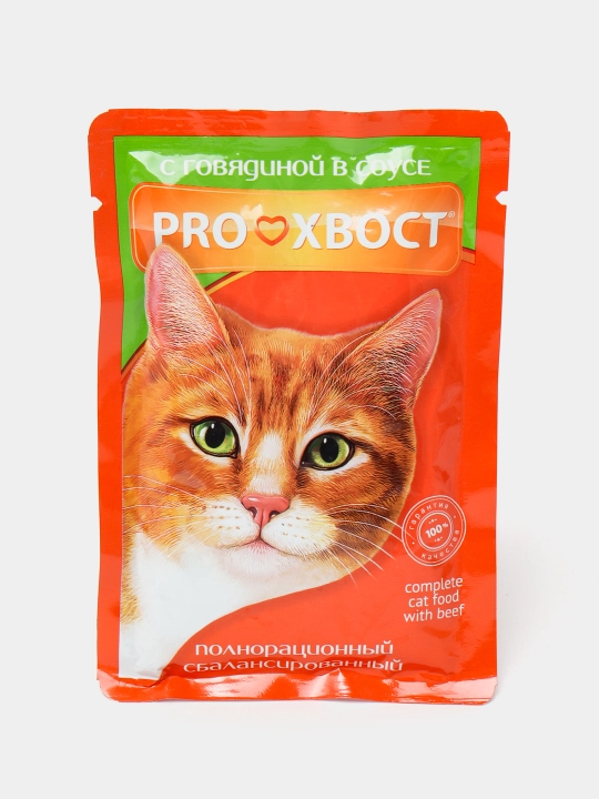 Корм консервированный PRO-Хвост с говядиной в соусе, 85 г, 24 шт - 