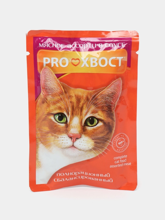 Корм консервированный PRO-Хвост мясное ассорти в соусе, 85 г, 24 шт - 
