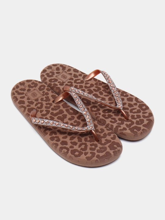 Сланцы женские Evars Safari Cheetah Strass - кофе - 