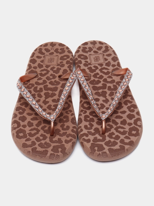 Ayollar slanslar Evars Safari Cheetah Strass - qahva