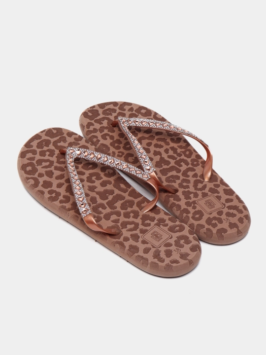 Ayollar slanslar Evars Safari Cheetah Strass - qahva
