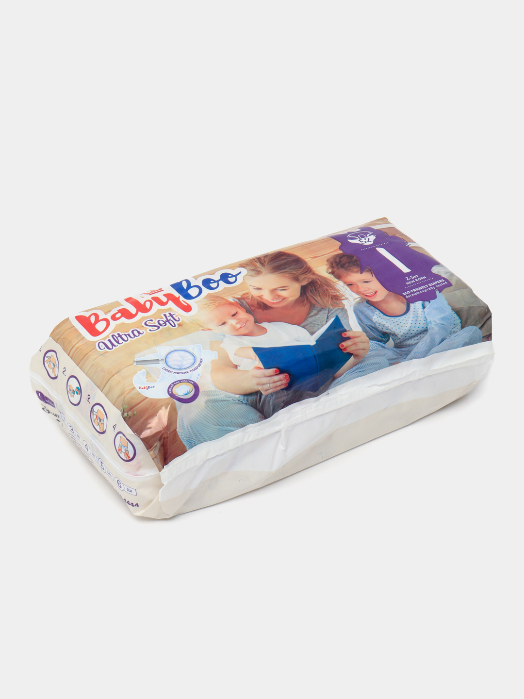 Подгузники BabyBoo UltraSoft на липучках, для новорожденных, №1, 2-5 кг, 52 шт