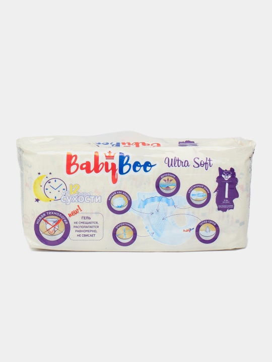 Подгузники BabyBoo UltraSoft на липучках, для новорожденных, №1, 2-5 кг, 52 шт