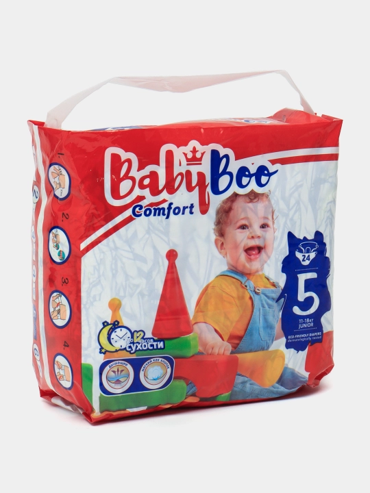 Детские подгузники BabyBoo Comfort №5, 11-18 кг, 24 шт