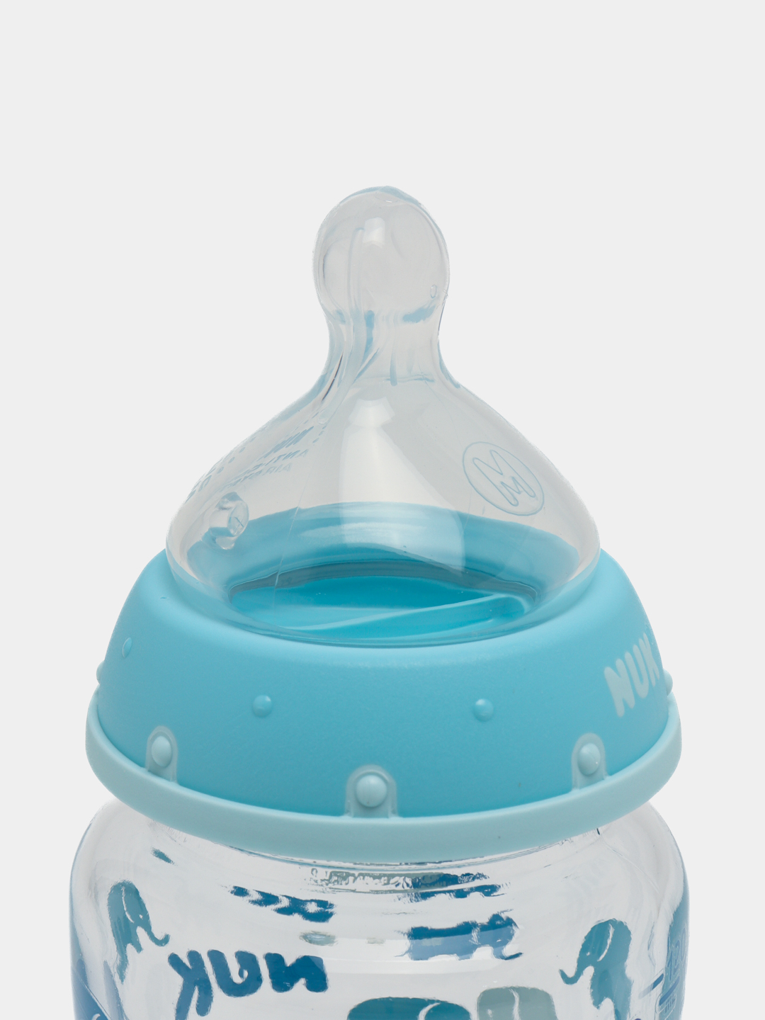 NUK First Choice Plus butilkasi, shisha, harorat nazorati, 120 ml, 0-6 oylar, silicon, M