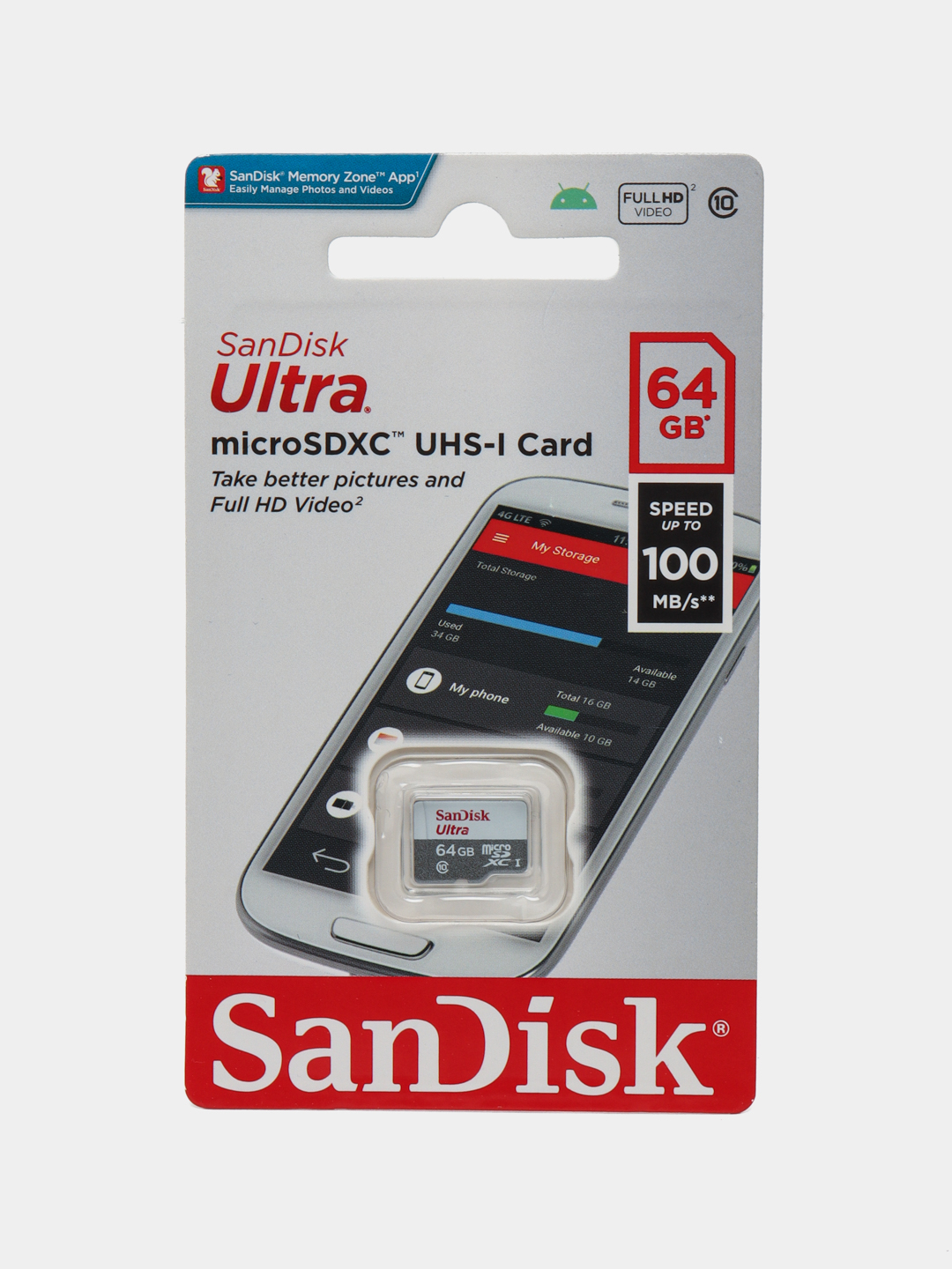 Карта памяти SanDisk Ultra для телефона 16/32/64/128/256/512 ГБ купить по  низким ценам в интернет-магазине Uzum (336596)