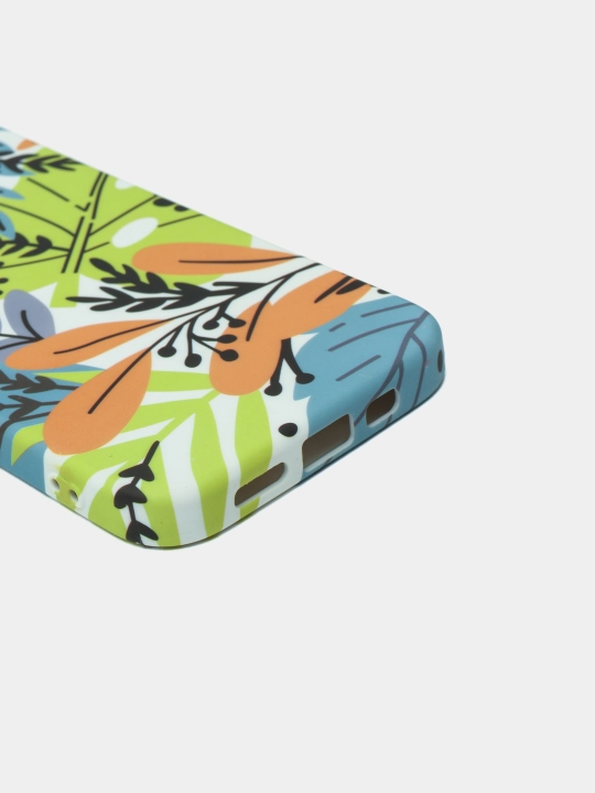 G'ilof iPhone 14 uchun, zarbaga chidamli, silikonli, gulli bosma bilan