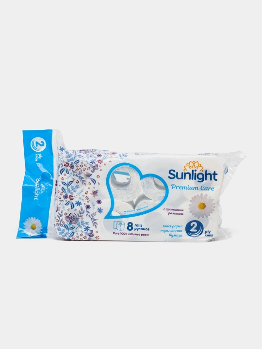 Туалетная бумага Sunlight "Ромашка", 2-х слойная, 8 шт